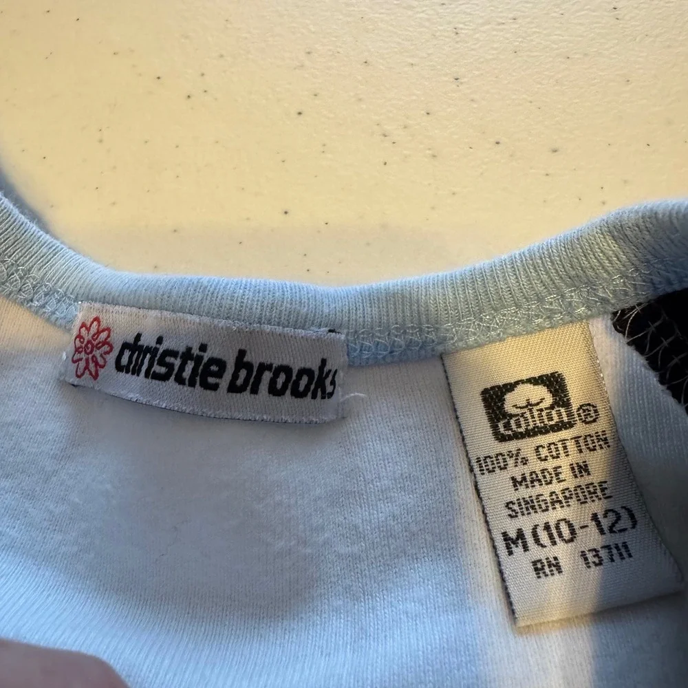 Soccer Y2K Christie Brooks Girls Size 10-12 Raglan Baseball Tee Rhinestone White - Picture 3 of 6